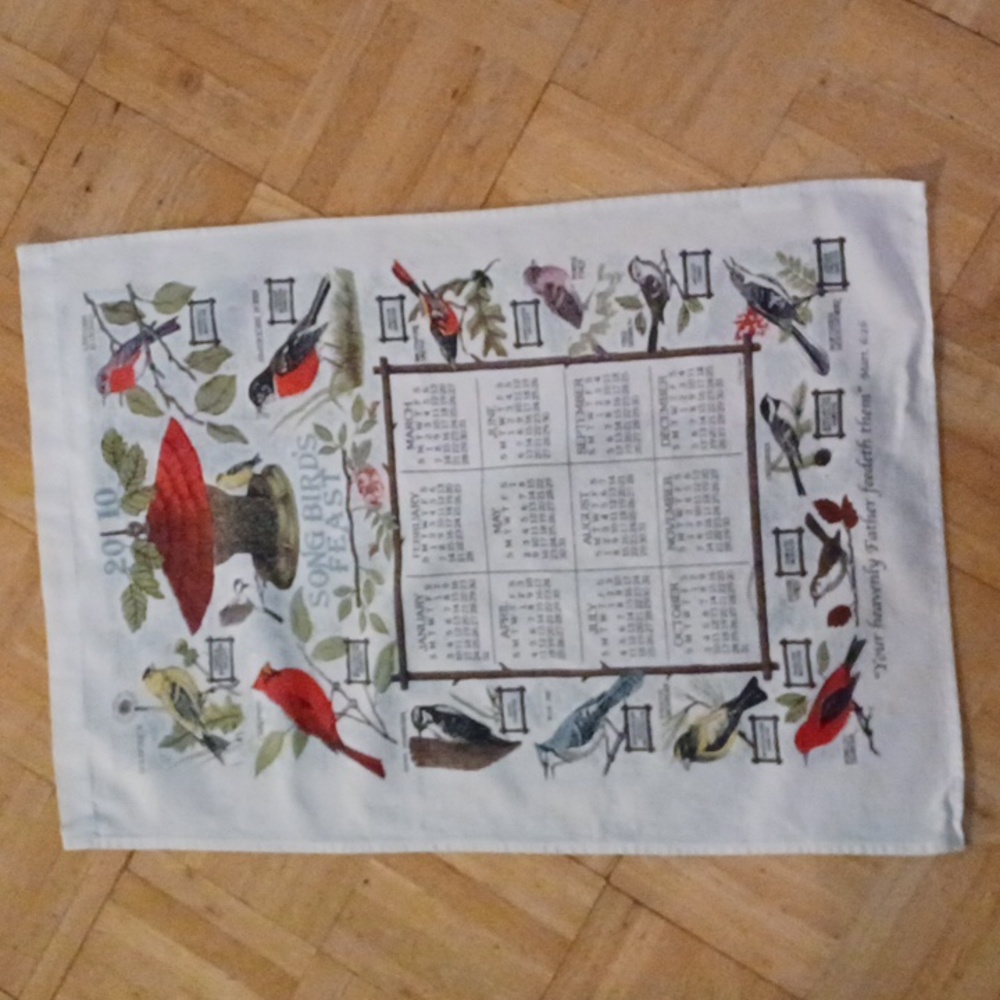 2010 kitchen towel song bird feast vintage kitchen Linens